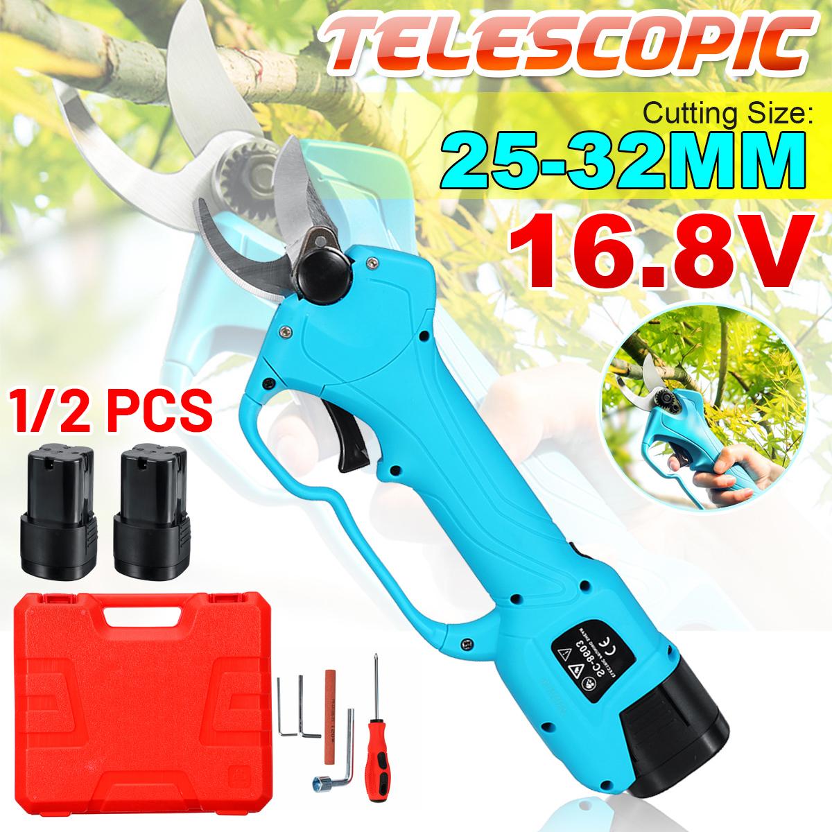 16.8V 2000mAh 25-32mm Cordless Secateur Electric Pruning Shear Telescopic Pole Branch Cutter Scissor