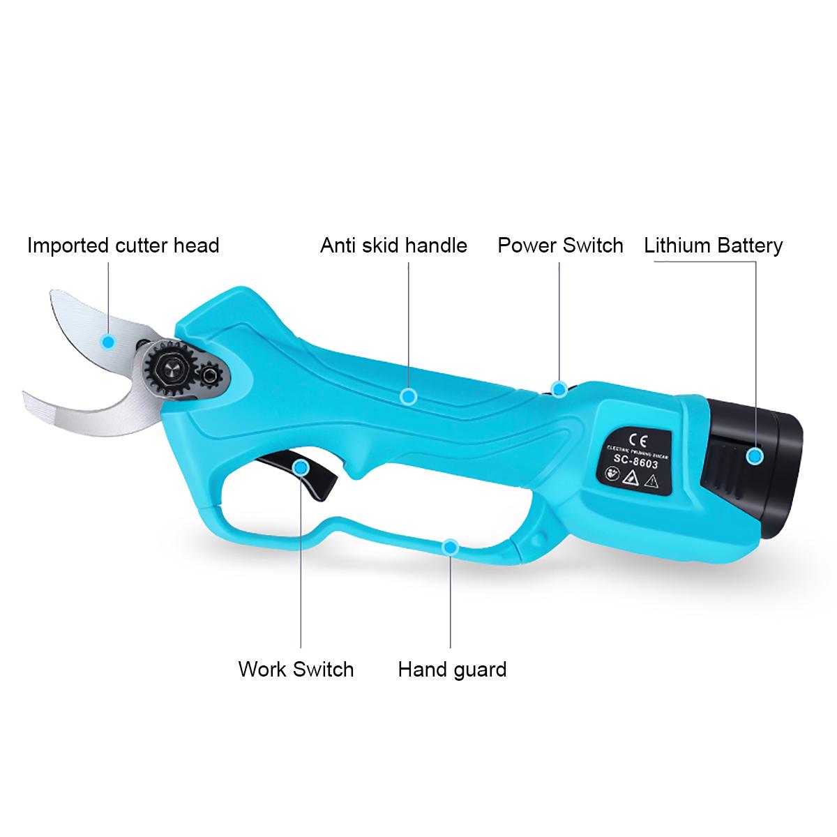 16.8V 2000mAh 25-32mm Cordless Secateur Electric Pruning Shear Telescopic Pole Branch Cutter Scissor