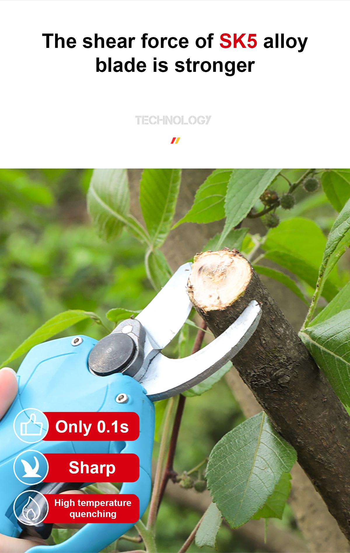 16.8V 2000mAh 25-32mm Cordless Secateur Electric Pruning Shear Telescopic Pole Branch Cutter Scissor