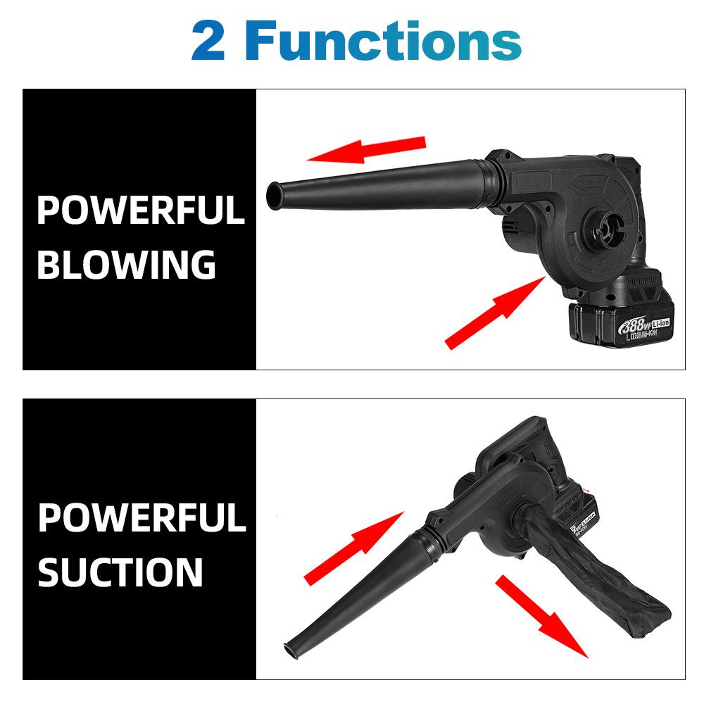 1600W Cordless Electric Air Blower Vacuum Dust Cleaner Leaf Blower Blowing & Suction Tool W/ 1/2 Battery