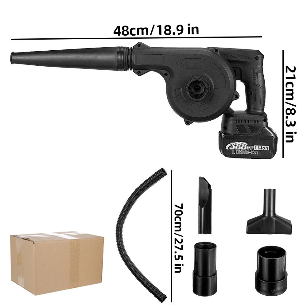 1600W Cordless Electric Air Blower Vacuum Dust Cleaner Leaf Blower Blowing & Suction Tool W/ 1/2 Battery