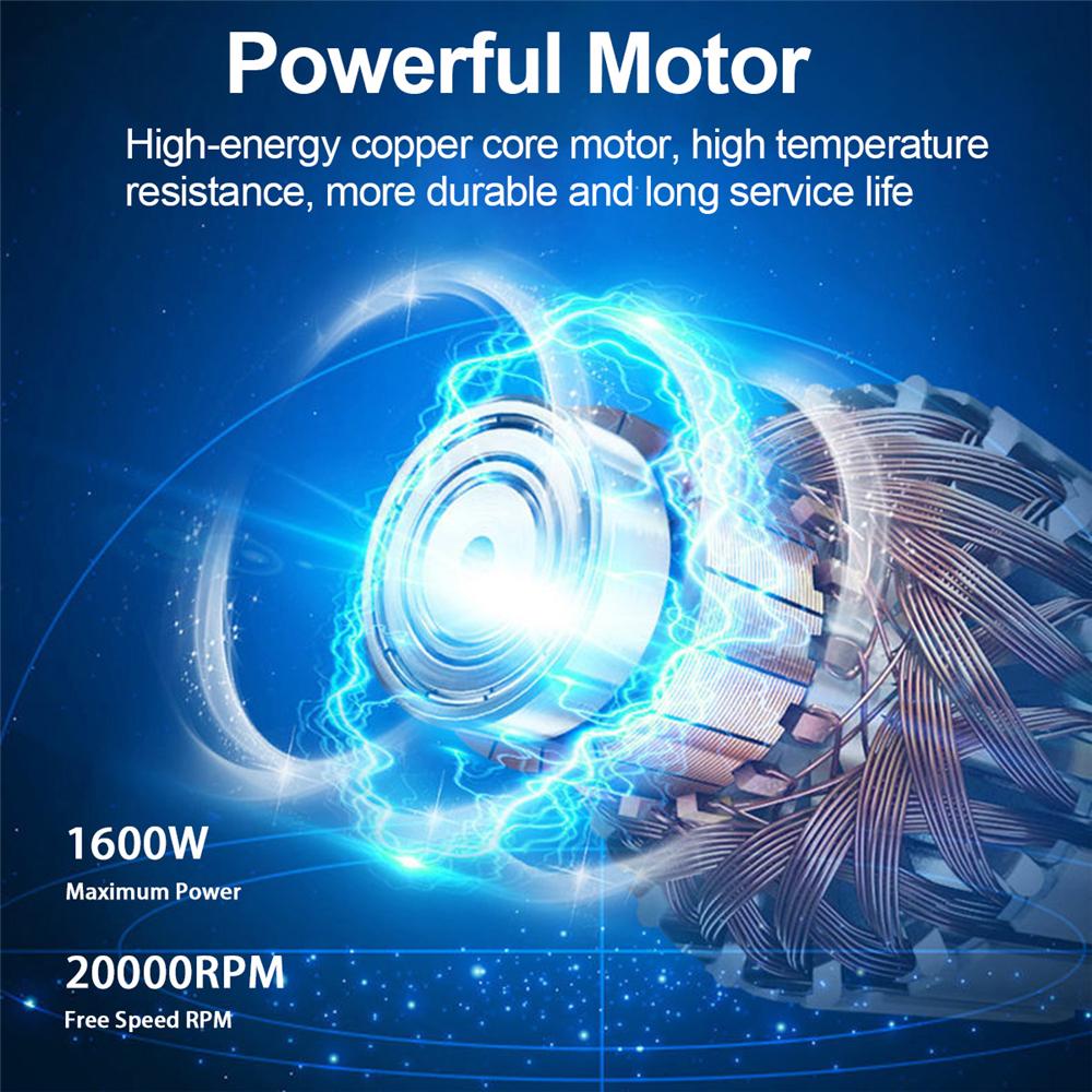 1600W Cordless Electric Air Blower Vacuum Dust Cleaner Leaf Blower Blowing & Suction Tool W/ 1/2 Battery