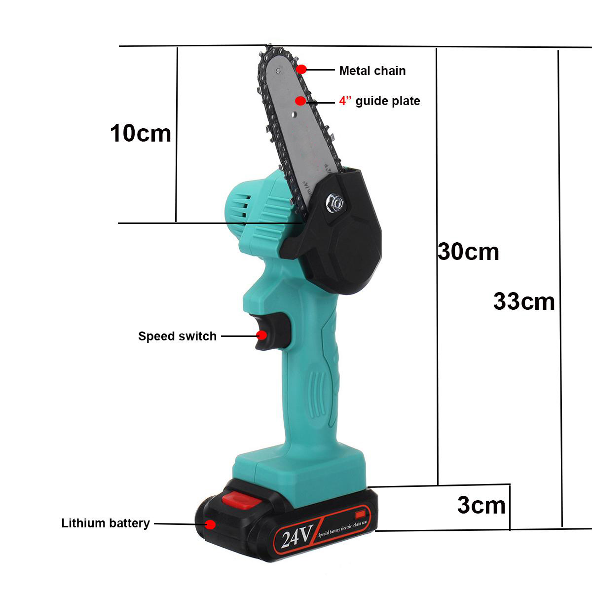 21V Rechargeable Portable Electric Saws Household Woodworking Chainsaw Garden Mini Electric Chain Saw with Battery