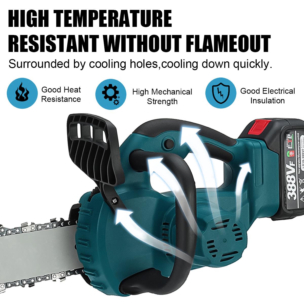 388VF 5000W 10 Inch Portable Electric Chain Saw Pruning Chain Saw Rechargeable Woodworking Power Tools Wood Cutter W/ 1/2 Battery EU Plug