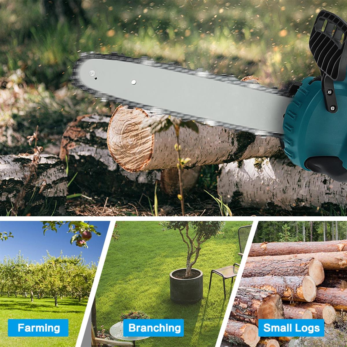 388VF 5000W 10 Inch Portable Electric Chain Saw Pruning Chain Saw Rechargeable Woodworking Power Tools Wood Cutter W/ 1/2 Battery EU Plug