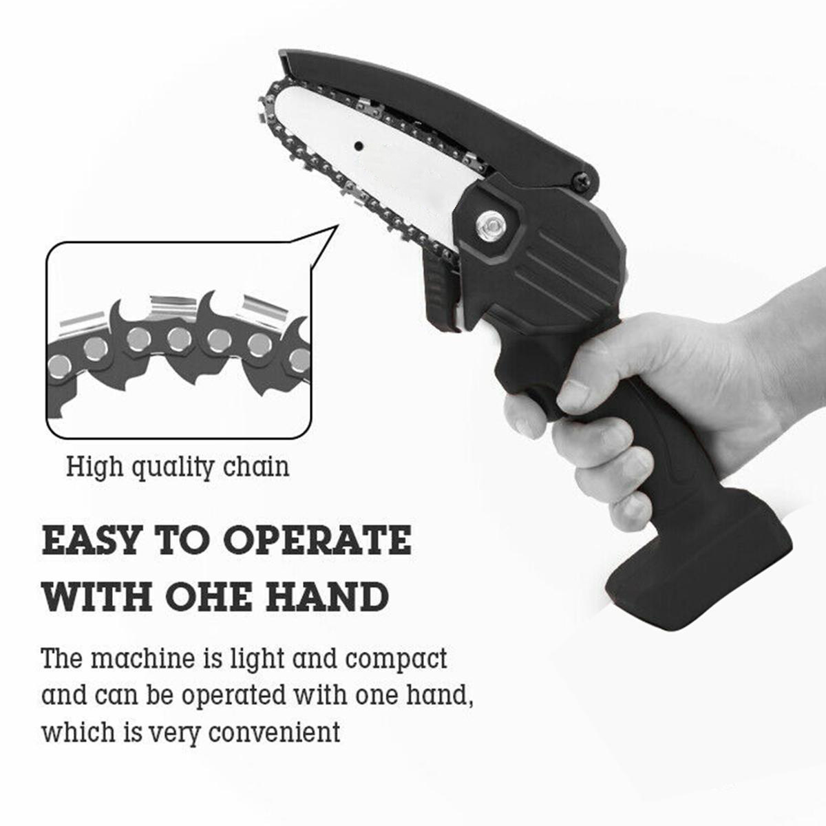 4 Inch Electric Chain Saw Chainsaw Wood Cutter Garden Tool W/ 1pc Battery 21-24V