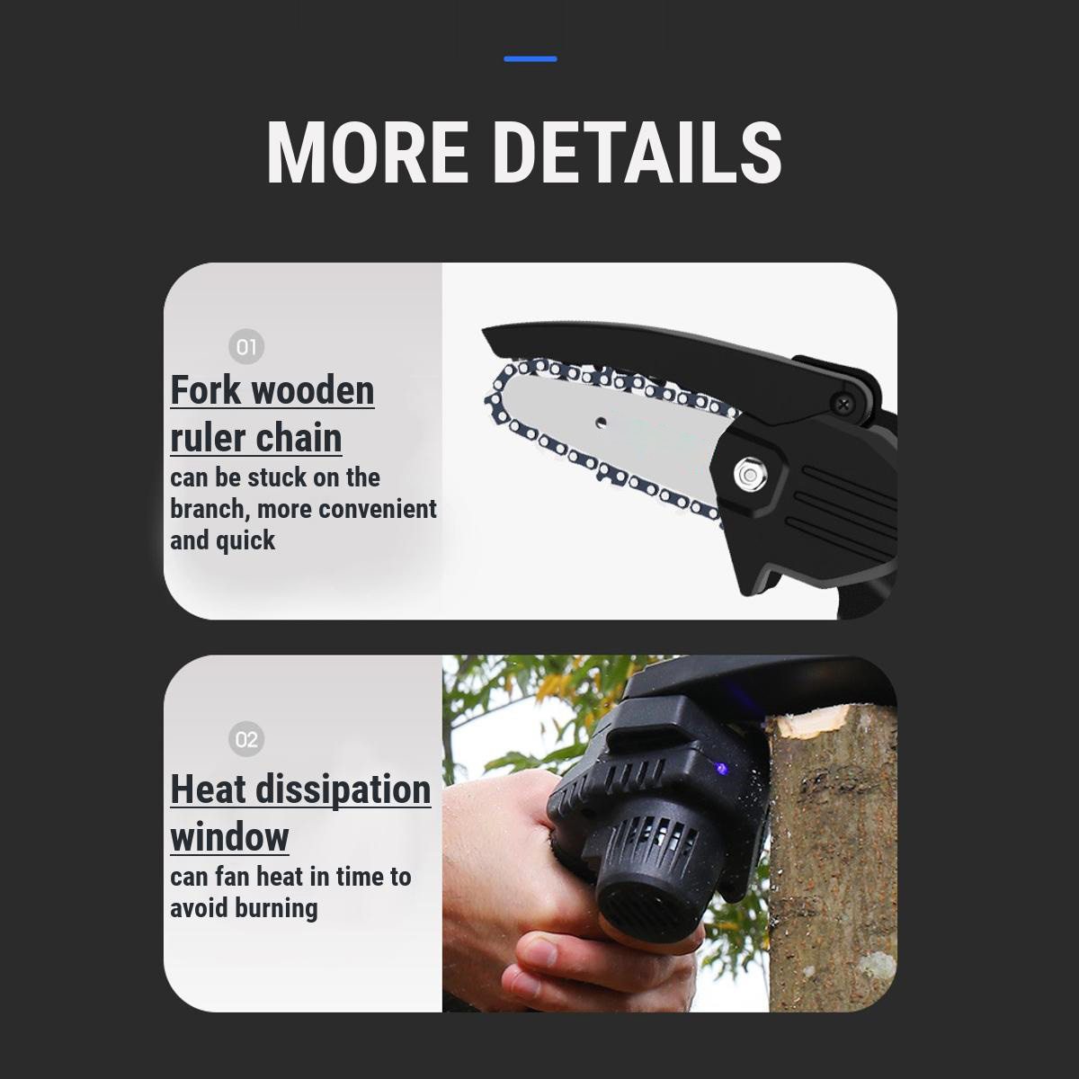 4 Inch Electric Chain Saw Chainsaw Wood Cutter Garden Tool W/ 1pc Battery 21-24V