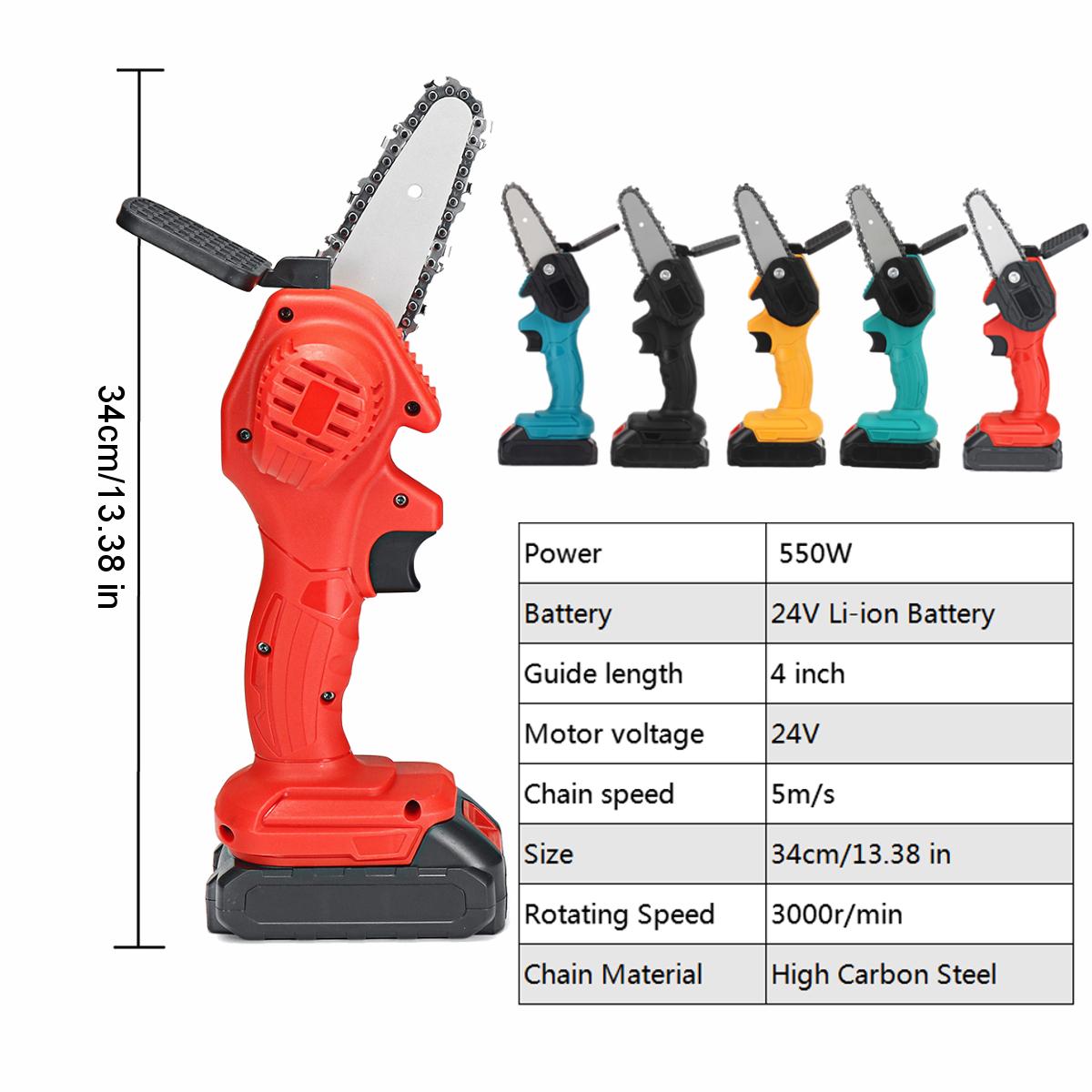 4 Inch Portable Cordless Electric Chain Saw Wood 3000r/min Tree ChainSaws Wood Cutting Tool W/ 1 or 2 Battery