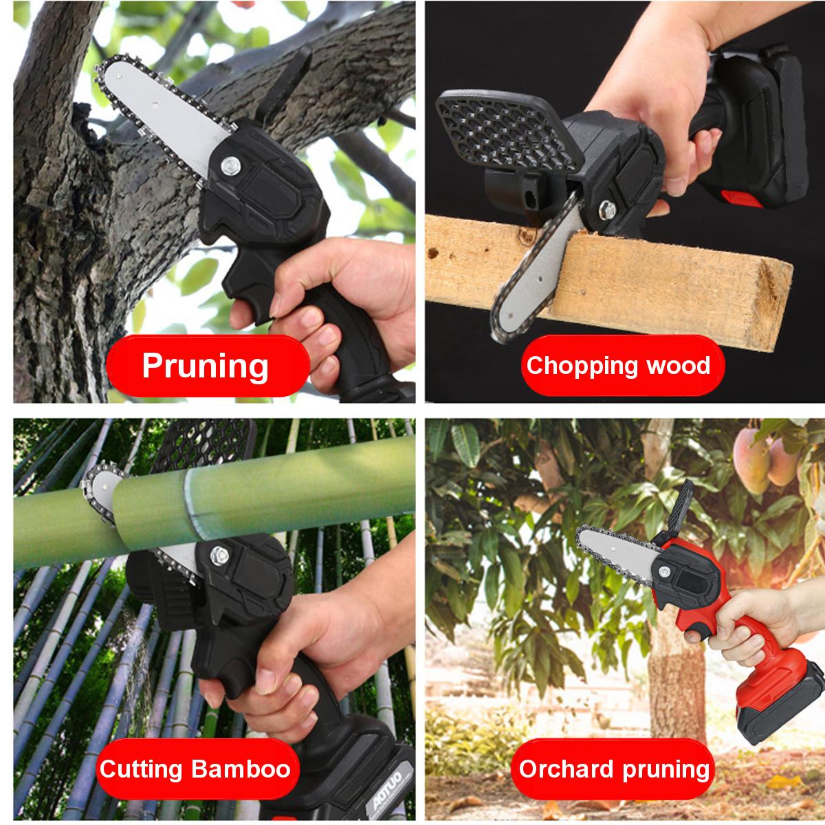 4 Inch Portable Cordless Electric Chain Saw Wood 3000r/min Tree ChainSaws Wood Cutting Tool W/ 1 or 2 Battery