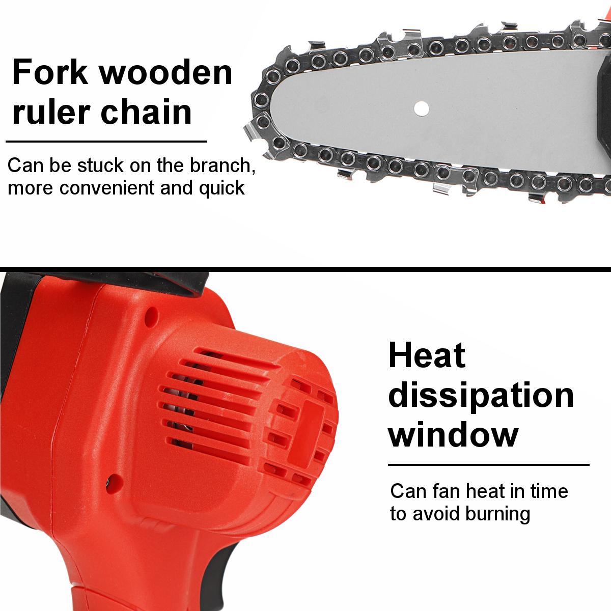 4 Inch Portable Cordless Electric Chain Saw Wood 3000r/min Tree ChainSaws Wood Cutting Tool W/ 1 or 2 Battery