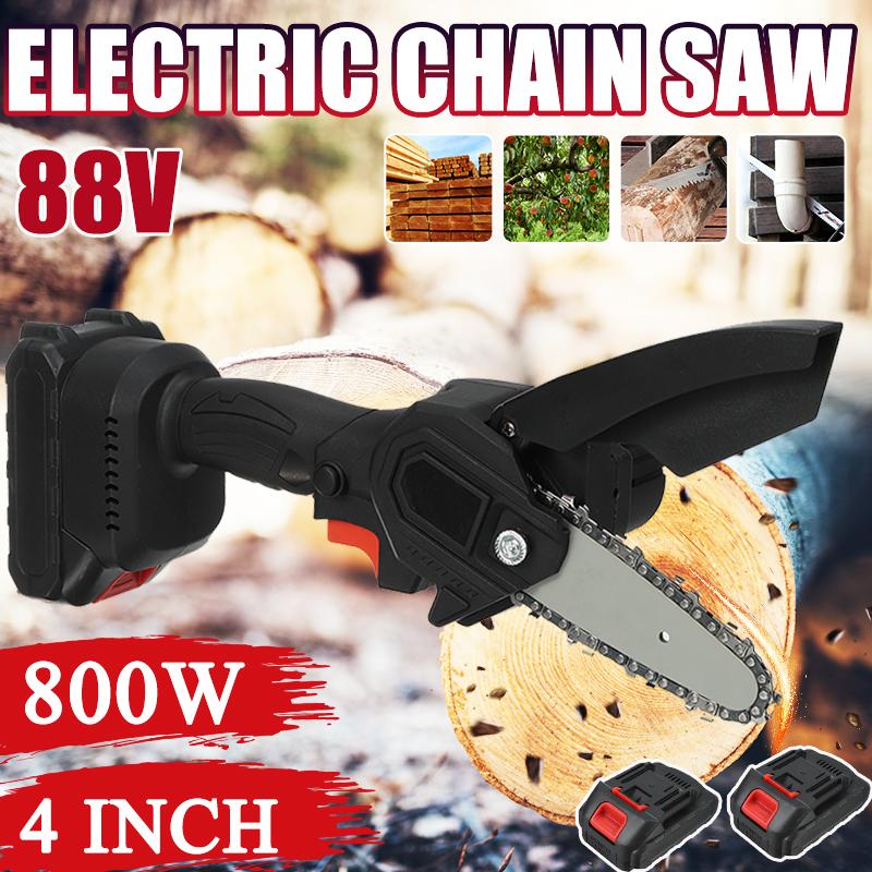 4 800W Cordless One-Hand Saw Woodworking Electric Chain Saw Wood Cutter W/ 0/1/2pcs Battery