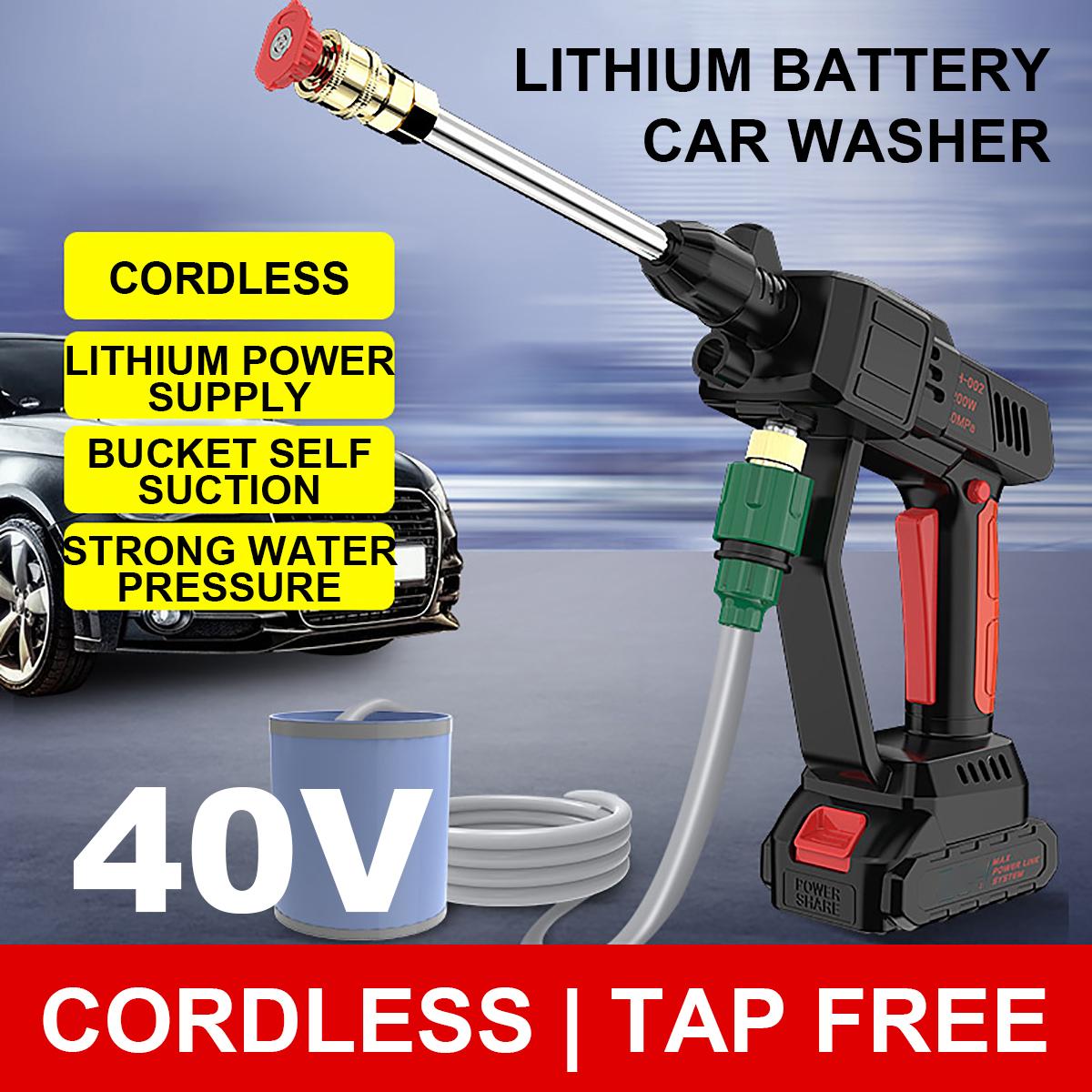 40V Electric Cordless Pressure Cleaner Washer Guns Water Hose Cleaning With Battery