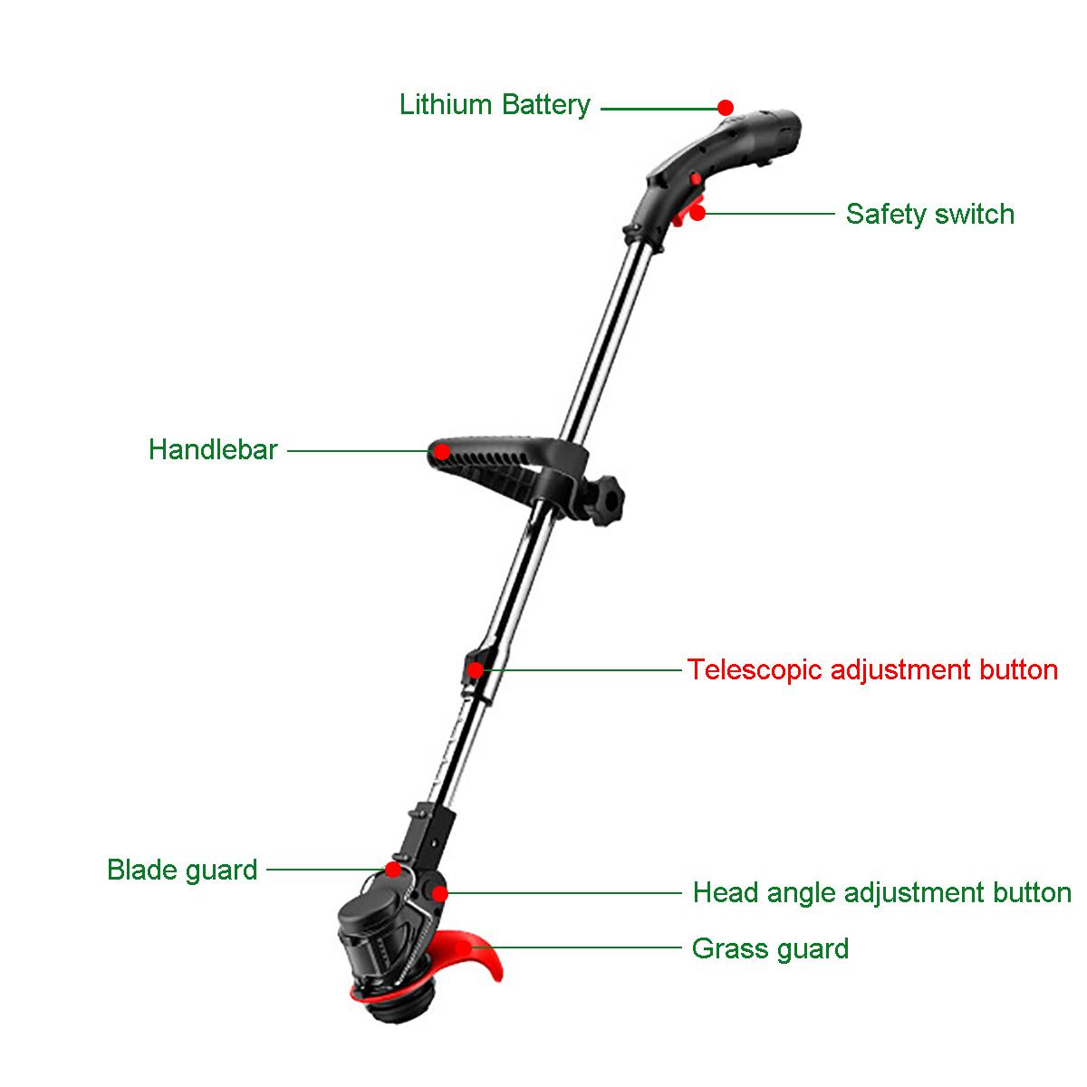 48VF 3900Mah Rechargeable Wireless Electric Grass Trimmer Kit Garden Lawnmower with 1/2pc Battery