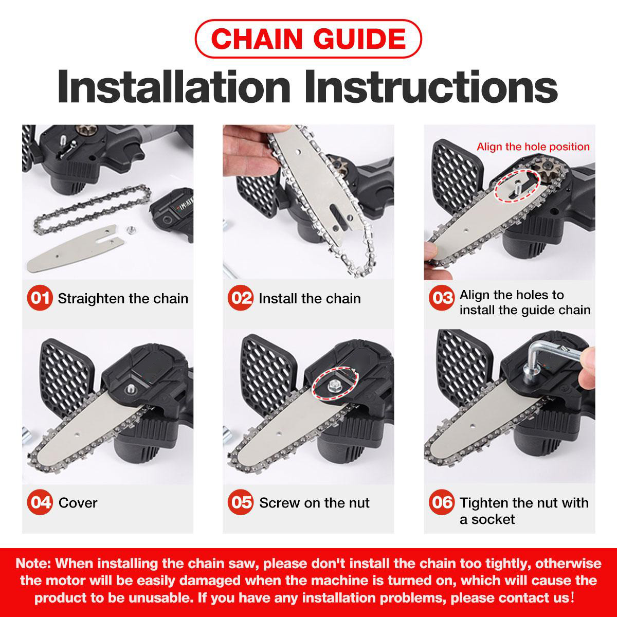 4In Mini Cordless Rechargeable Electric Chainsaw One-Hand Chain Saws Woodworking Cutting Tool W/ 1 or 2pcsch Pruning Cutter
