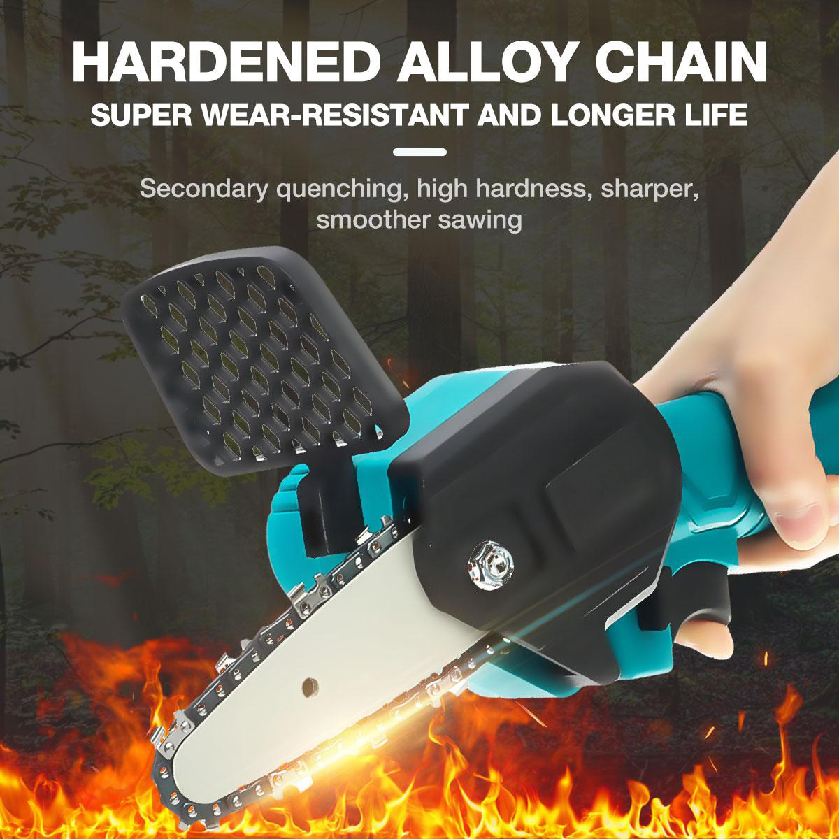 4In Mini Cordless Rechargeable Electric Chainsaw One-Hand Chain Saws Woodworking Cutting Tool W/ 1 or 2pcsch Pruning Cutter