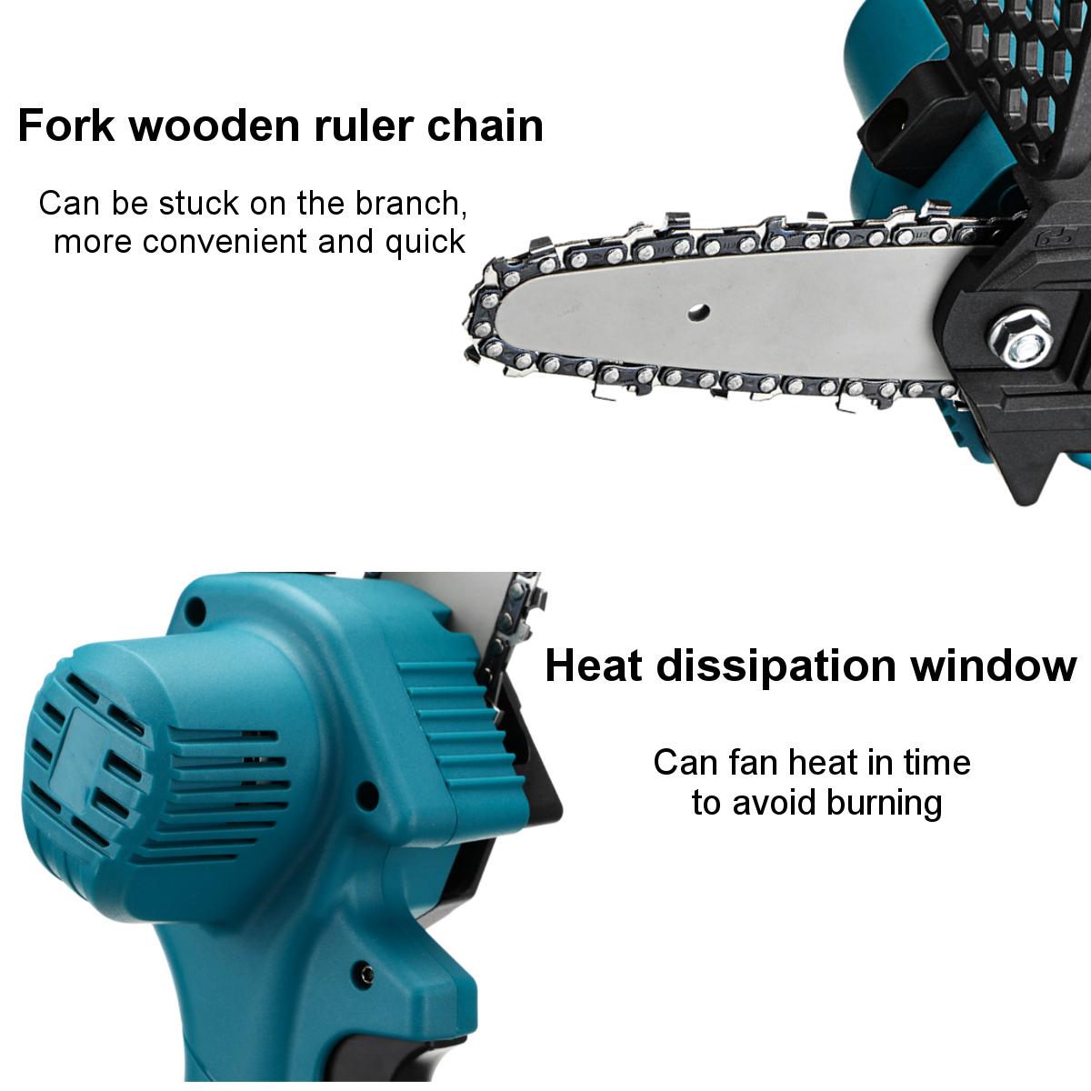 550W 48VF 4'' Mini Cordless One-Hand Electric Chain Saw Woodworking Wood Cutter W/ 2pcs Battery