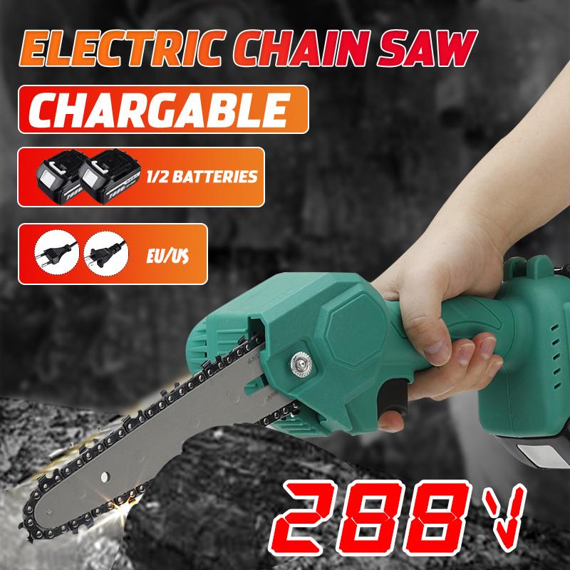 6 Inch Portable Electric Chain Saw Pruning Saw Rechargeable Woodworking Tool W/ 1 or 2pcs Battery