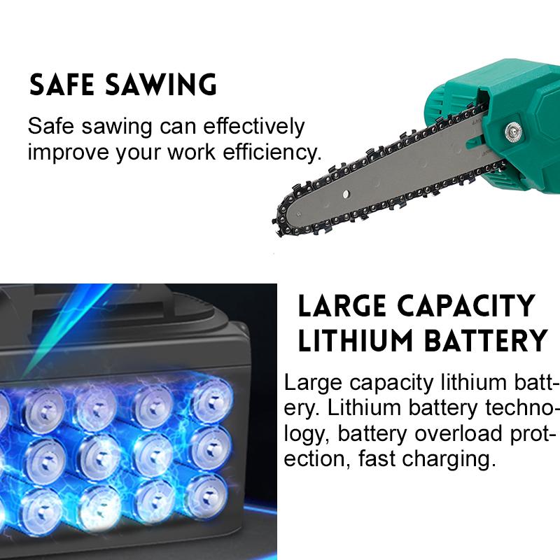 6 Inch Portable Electric Chain Saw Pruning Saw Rechargeable Woodworking Tool W/ 1 or 2pcs Battery