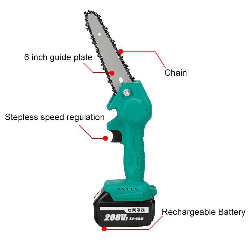 6 Inch Portable Electric Chain Saw Pruning Saw Rechargeable Woodworking Tool W/ 1 or 2pcs Battery