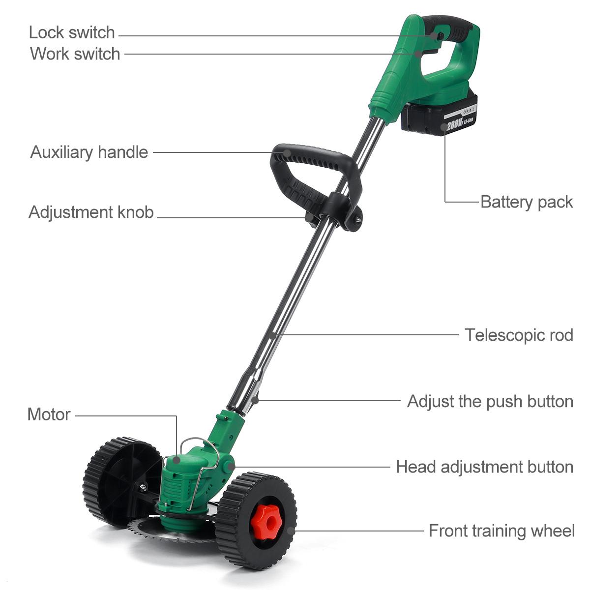 6000rpm Cordless Electric String Trimmer Weed Eater Lawn Mower Garden Grass Cutting Machine W/ 1/2 Battery