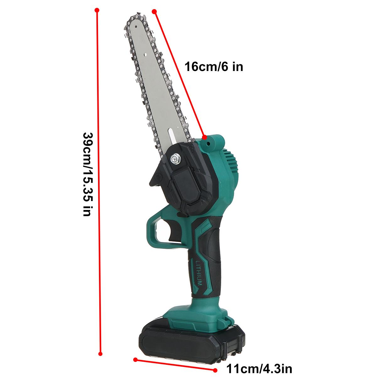 6inch 600W Portable Electric Chain Saw Rechargeable Saws Wood Cutter Woodworking Tool W/ 2pcs Battery EU Plug