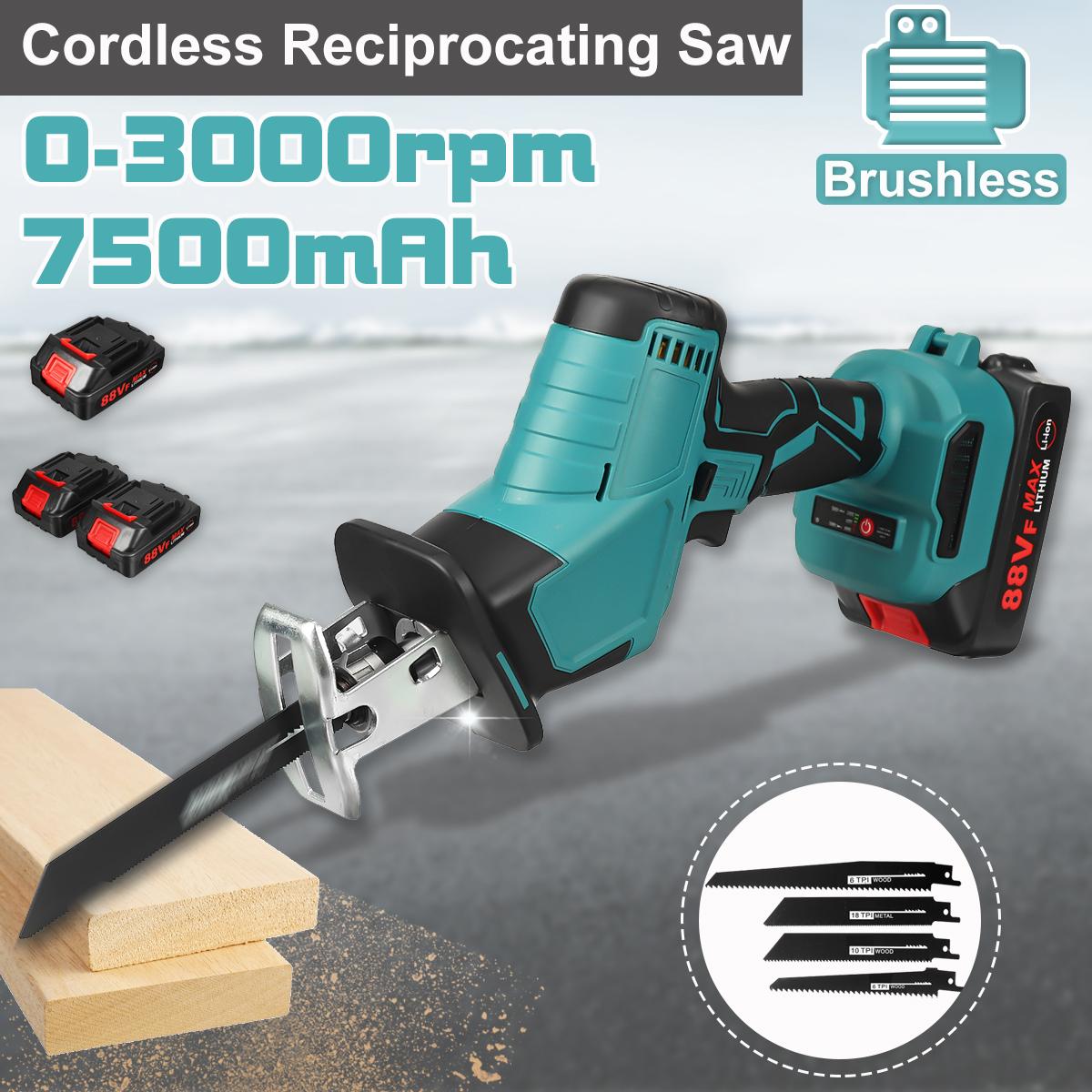 88VF 15mm 3000rpm Portable Electric Cordless Reciprocating Saw Pruning Chain Saw Rechargeable Woodworking Power Tools Wood Cutter