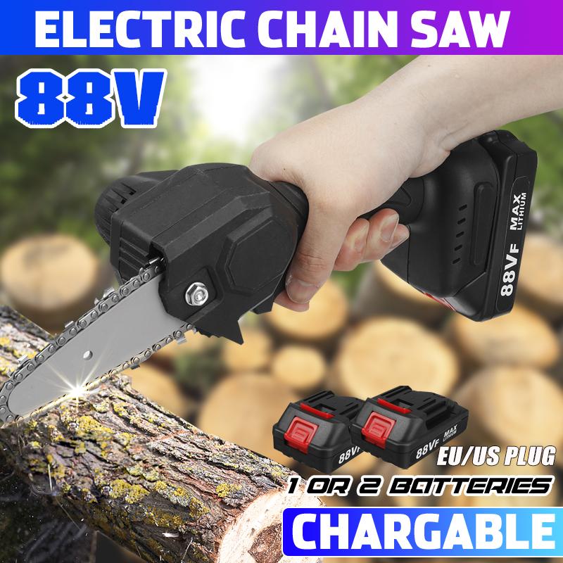 88VF 4 Inch Electric Chain Saw 800W One-Hand Chainsaw Rechargeable Logging Saws W/ 1 or 2 Battery