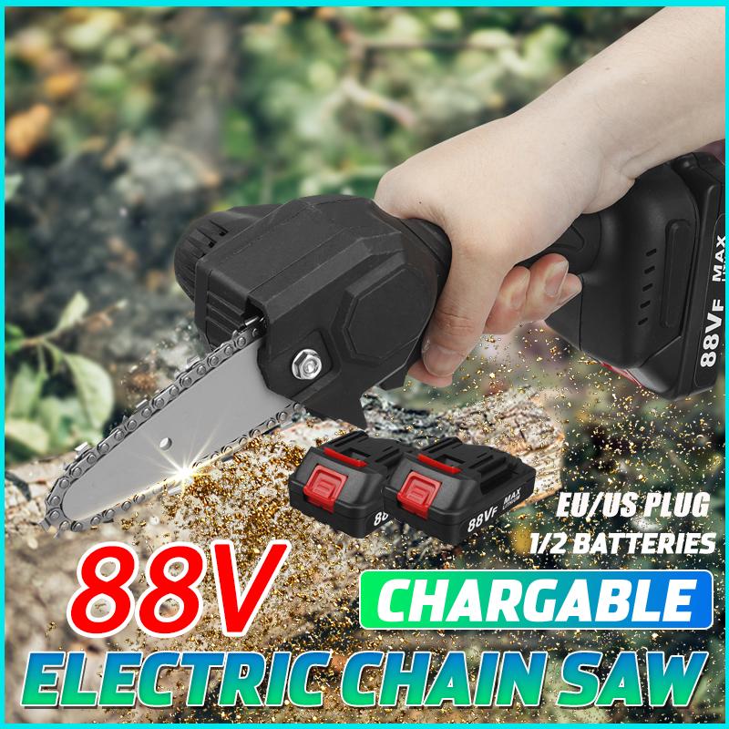 88VF 4 Inch Electric Chain Saw 800W One-Hand Chainsaw Rechargeable Logging Saws W/ 1 or 2 Battery