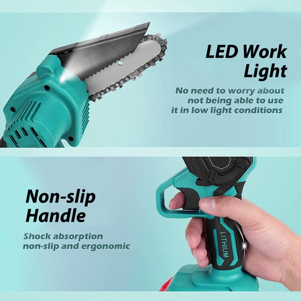 88VF 6 Inch 1200W Electric Chain Saw Pruning Chainsaw Cordless Woodworking Garden Tree Logging Tool W/ None/1/2 Battery Also For Makita
