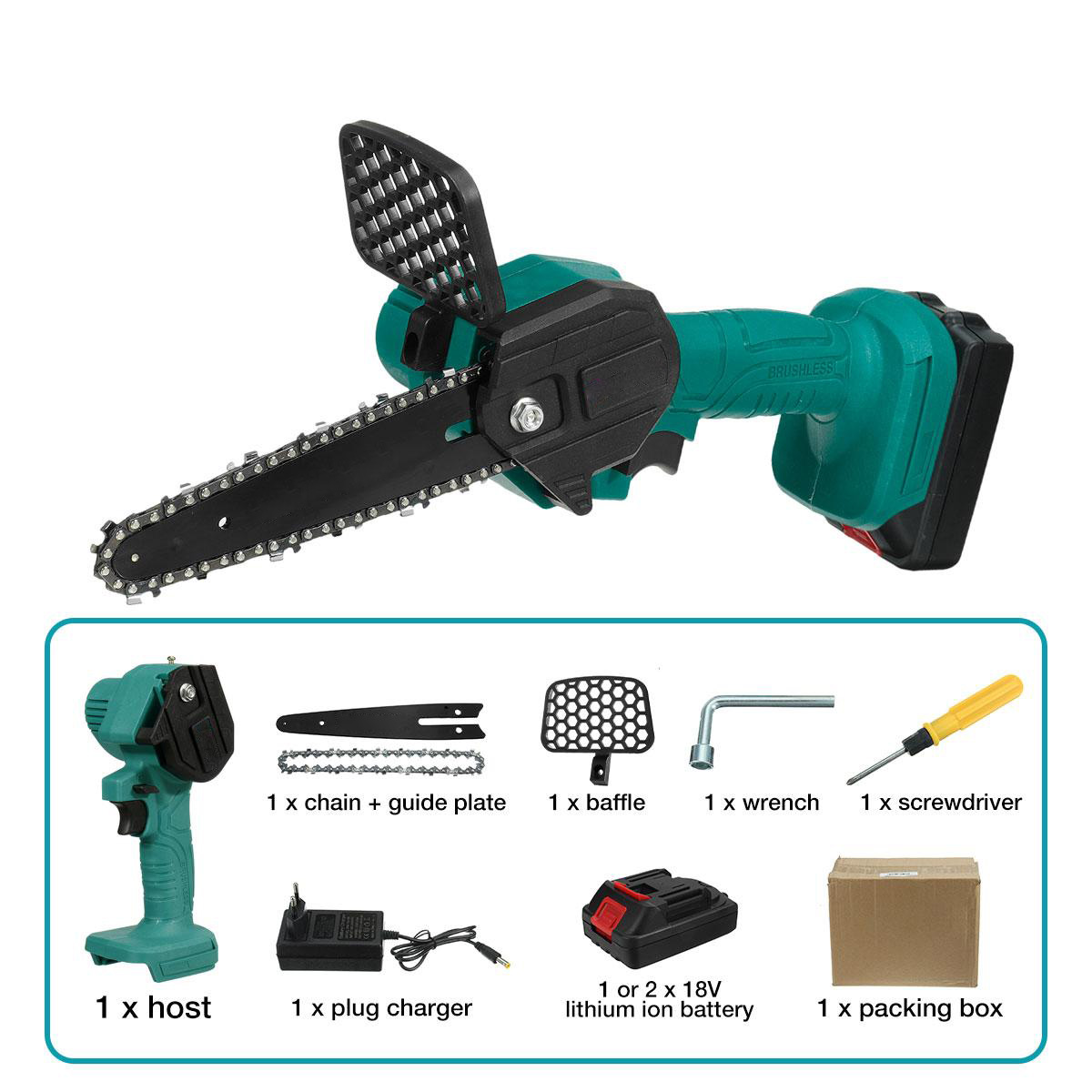 88VF 6 Inch Cordless Electric Chainsaw 3000W One-hand Handheld Garden Saws Wood Cutter
