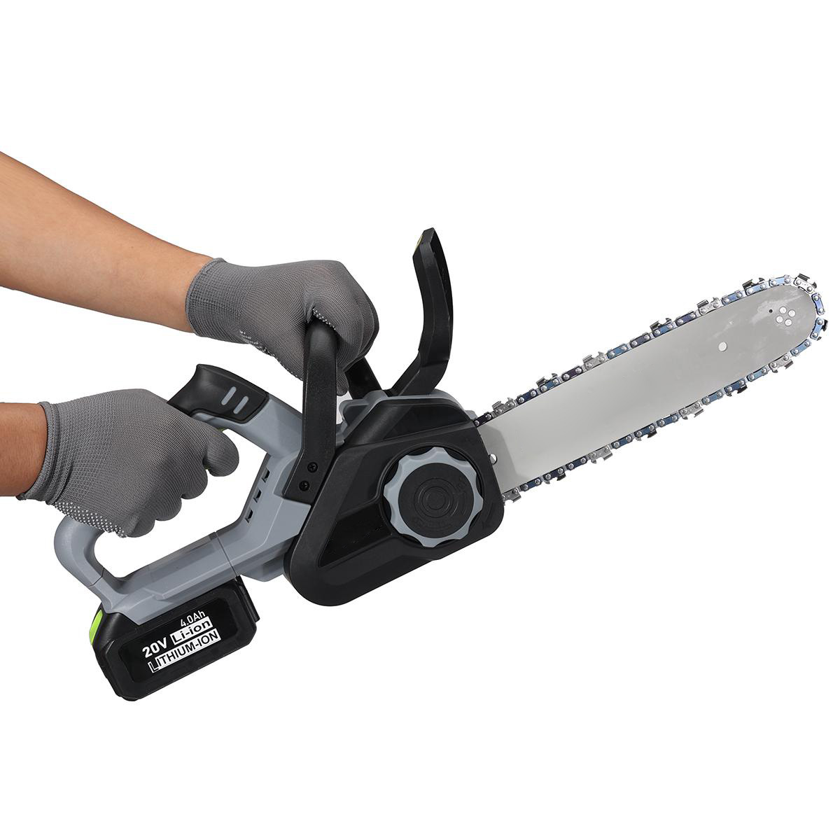20V 12 Inch Cordless Chainsaw with Two Rechargeable 4.0Ah Battery Battery Powered Chainsaw Electric Chain Saw for Tree Branches Camping