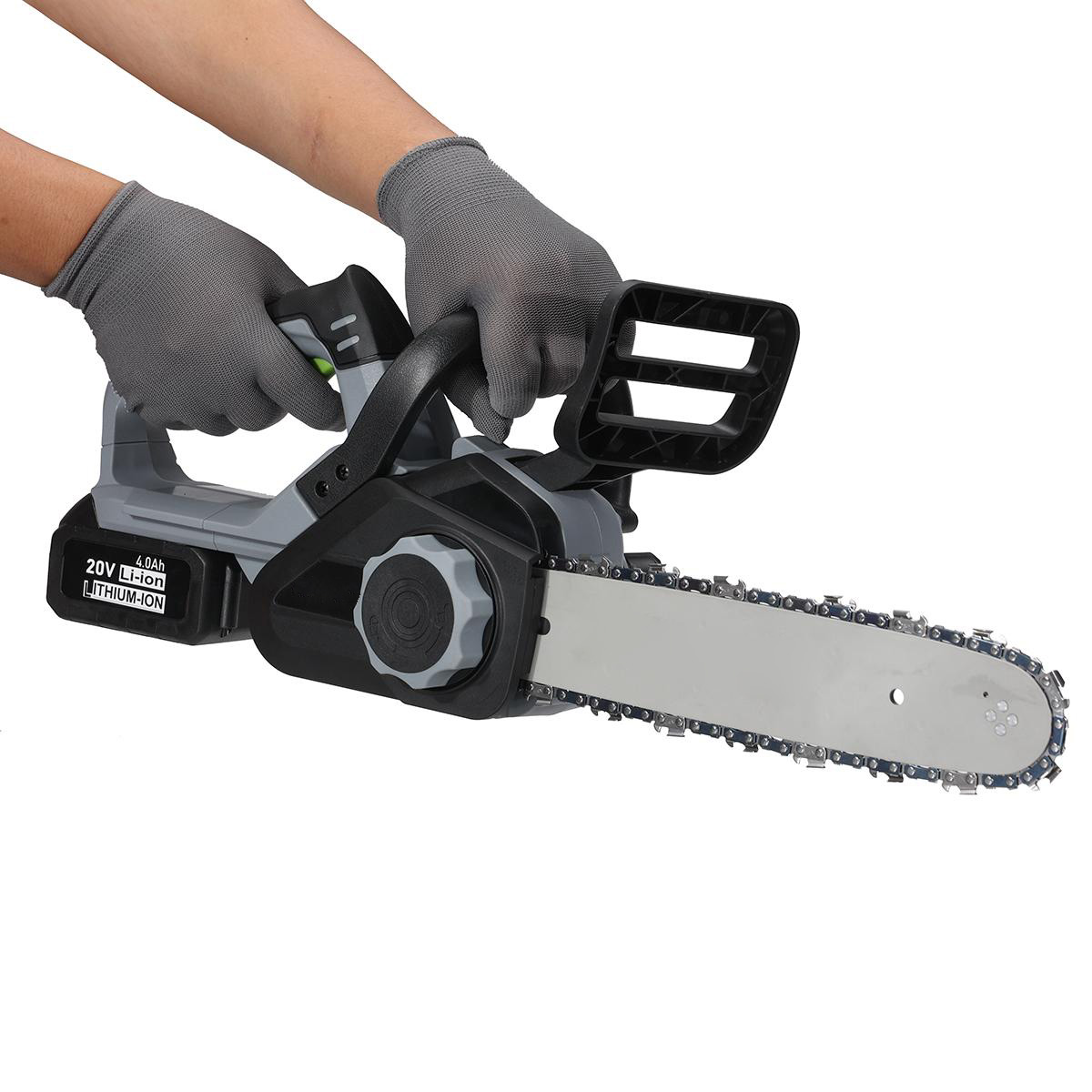 20V 12 Inch Cordless Chainsaw with Two Rechargeable 4.0Ah Battery Battery Powered Chainsaw Electric Chain Saw for Tree Branches Camping