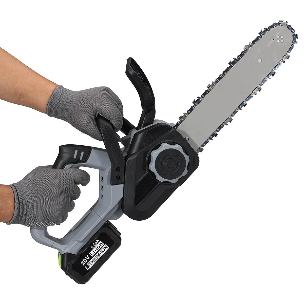 20V 12 Inch Cordless Chainsaw with Two Rechargeable 4.0Ah Battery Battery Powered Chainsaw Electric Chain Saw for Tree Branches Camping