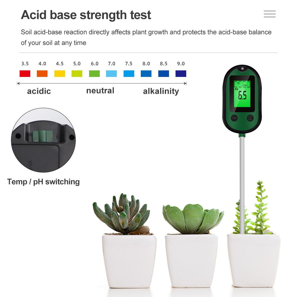 Garden 5 in 1 Soil Moisture Sensor pH Meter Metal Probe Soil Moisture Detector Acidity Temperature Tester for Plants Flowers