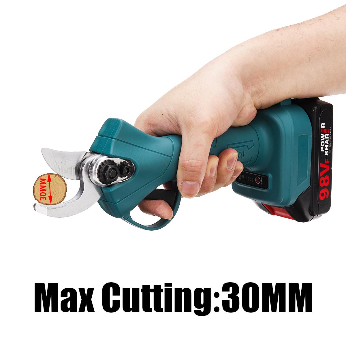 Socoje 21V 30mm Cordless Electric Scissors 3 Gears Pruning Shears Tree Branch Pruner Garden Tools W/1pc/2pcs Battery