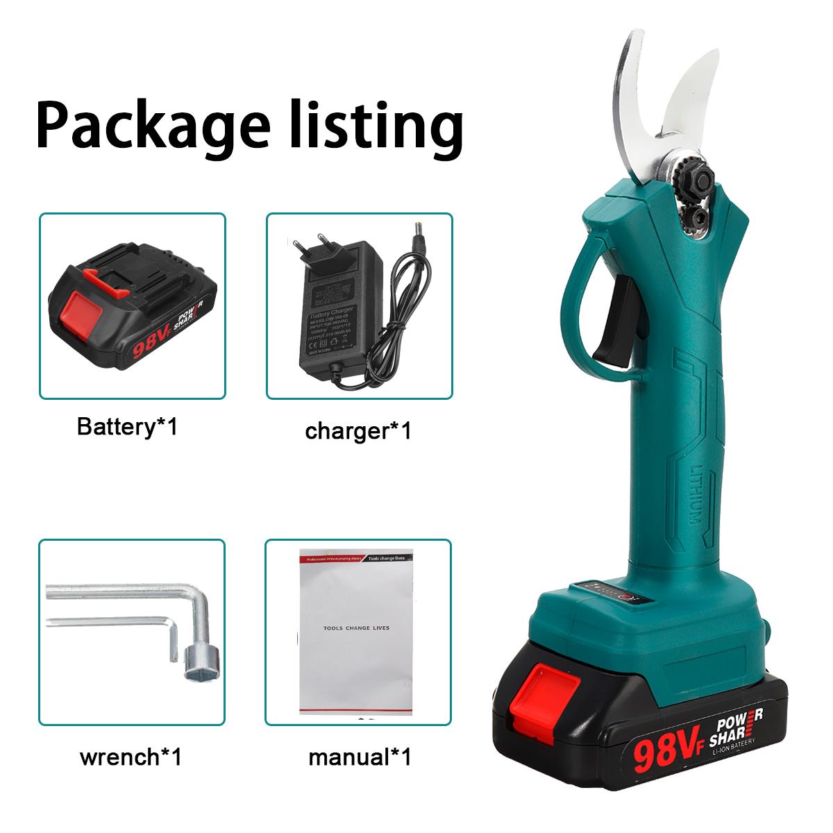 Socoje 21V 30mm Cordless Electric Scissors 3 Gears Pruning Shears Tree Branch Pruner Garden Tools W/1pc/2pcs Battery