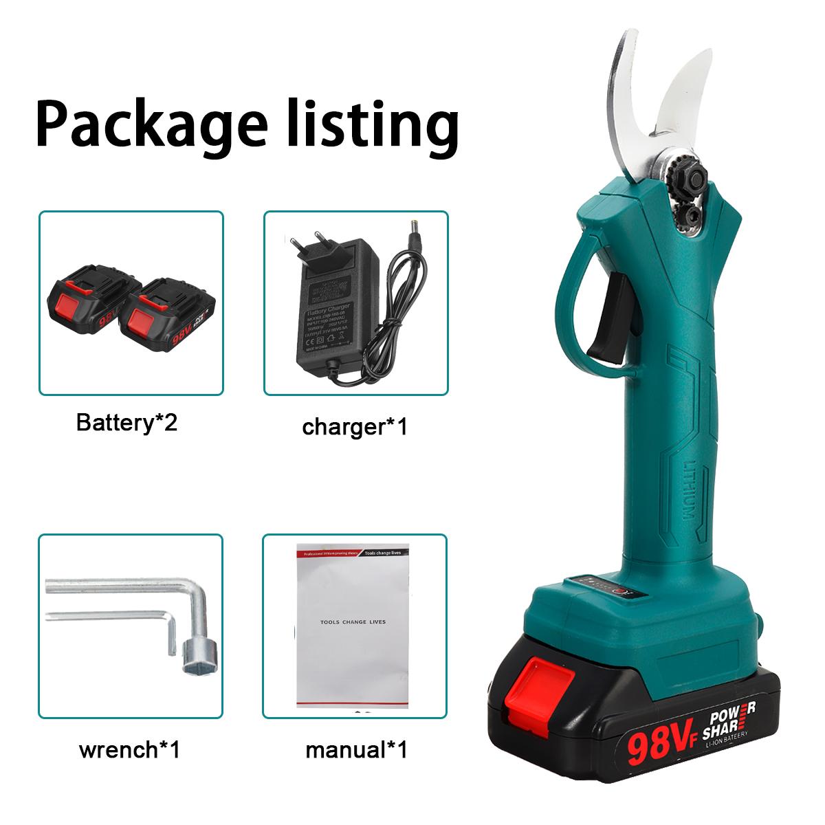 Socoje 21V 30mm Cordless Electric Scissors 3 Gears Pruning Shears Tree Branch Pruner Garden Tools W/1pc/2pcs Battery