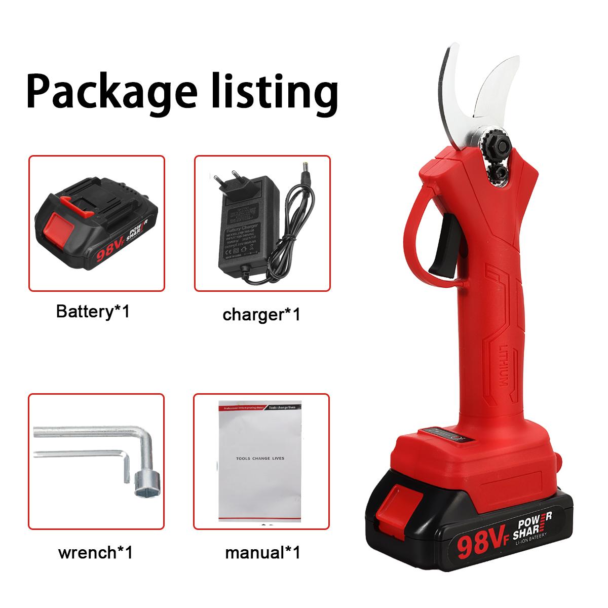 Socoje 21V 30mm Cordless Electric Scissors 3 Gears Pruning Shears Tree Branch Pruner Garden Tools W/1pc/2pcs Battery