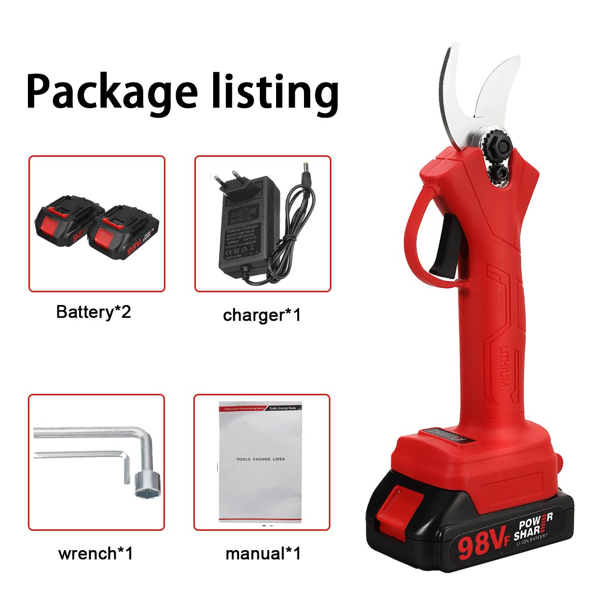 Socoje 21V 30mm Cordless Electric Scissors 3 Gears Pruning Shears Tree Branch Pruner Garden Tools W/1pc/2pcs Battery