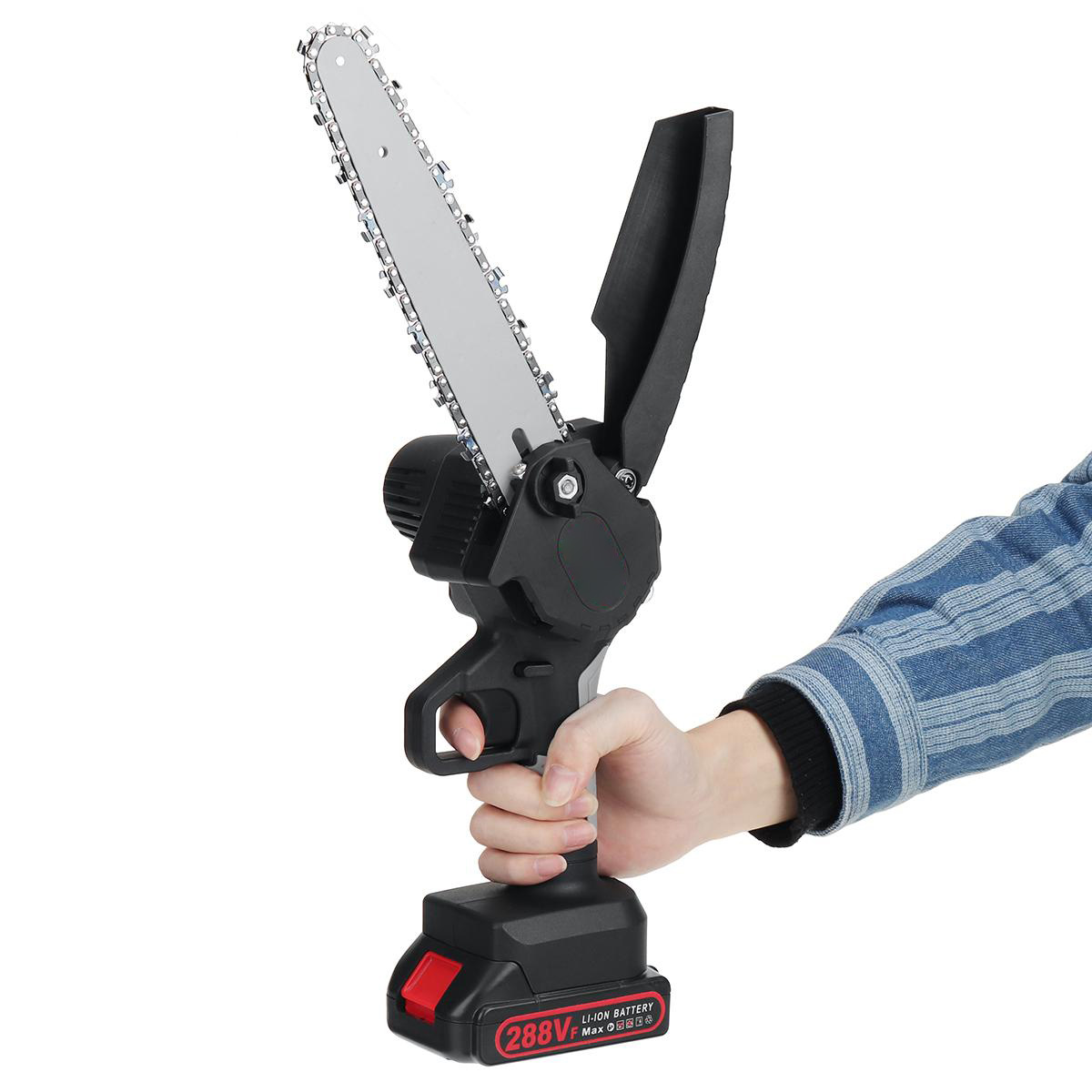 Socoje 288VF 8 Inch Portable Electric Saw Pruning Chain Saw Rechargeable Woodworking Power Tools Wood Cutter W/ 1/2 Battery EU/US/AU Plug