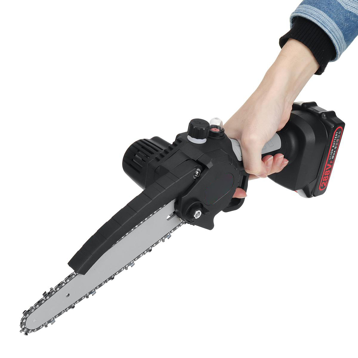 Socoje 288VF 8 Inch Portable Electric Saw Pruning Chain Saw Rechargeable Woodworking Power Tools Wood Cutter W/ 1/2 Battery EU/US/AU Plug