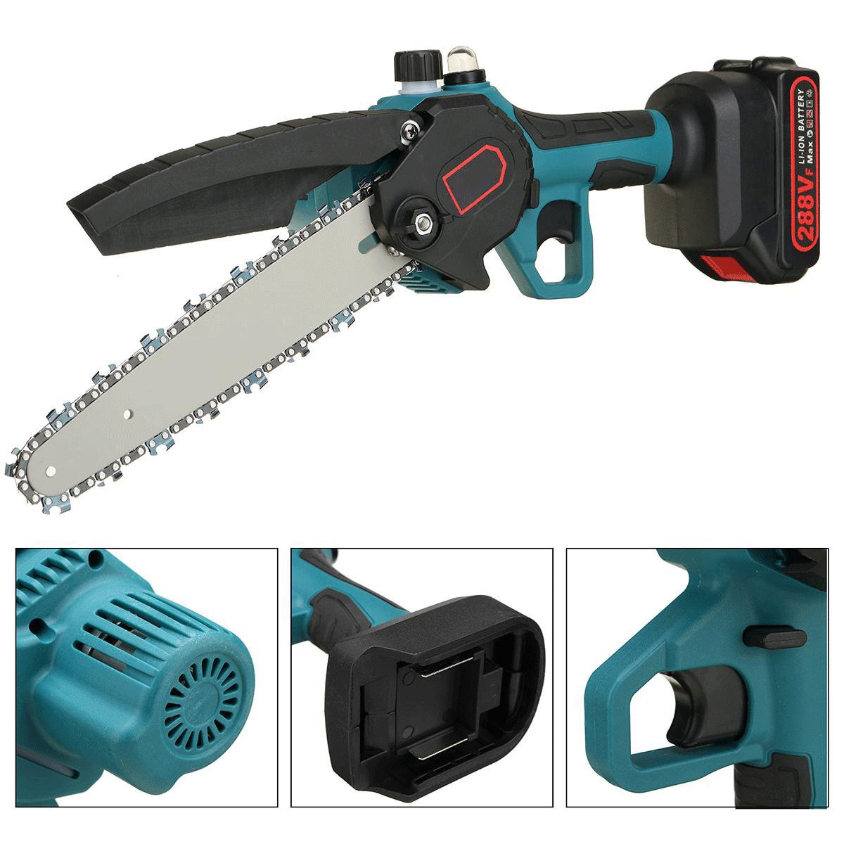 Socoje 8 Inch Portable Electric Saw Pruning Chain Saw Rechargeable Woodworking Power Tools Wood Cutter W/ 1/2 Battery EU/US/AU Plug