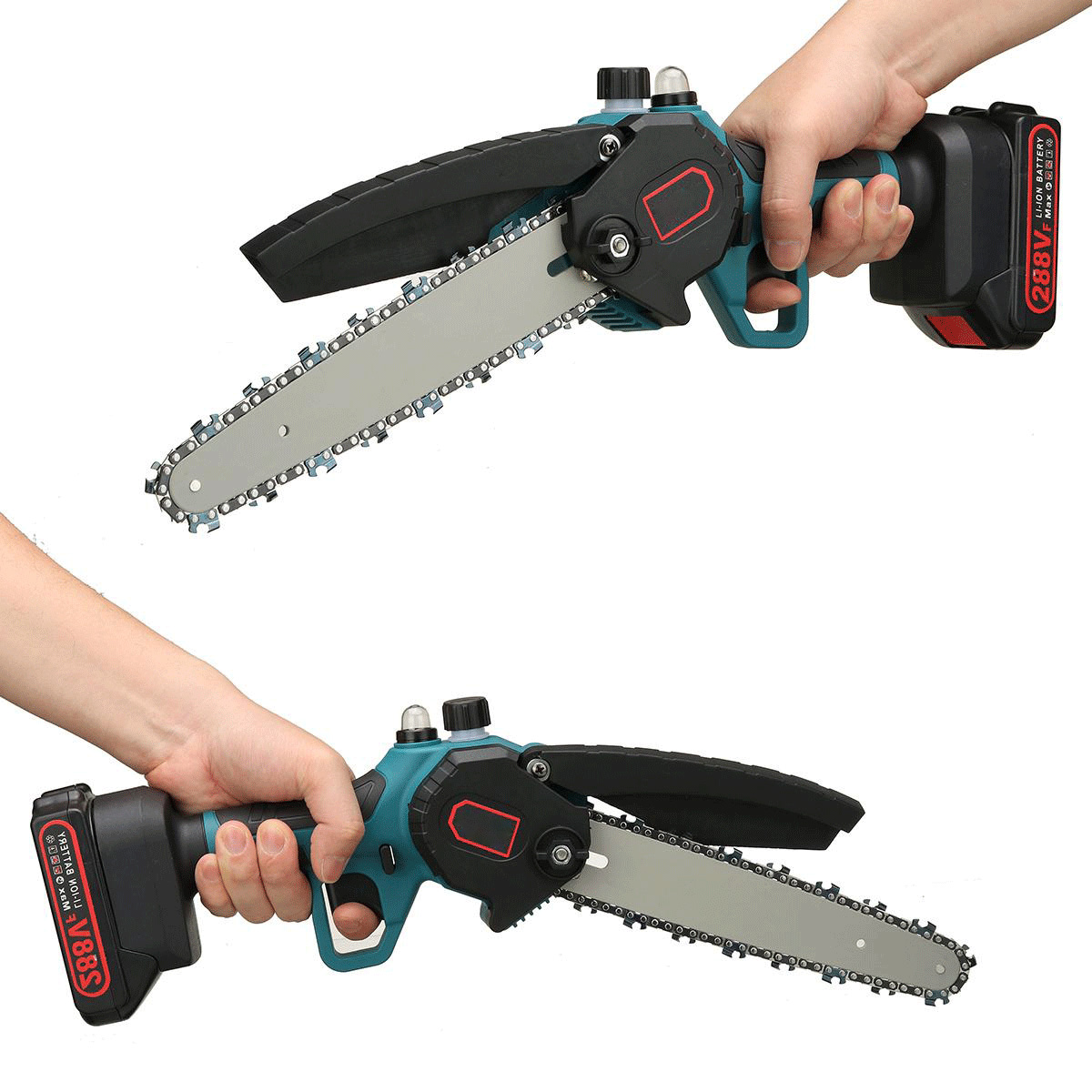 Socoje 8 Inch Portable Electric Saw Pruning Chain Saw Rechargeable Woodworking Power Tools Wood Cutter W/ 1/2 Battery EU/US/AU Plug