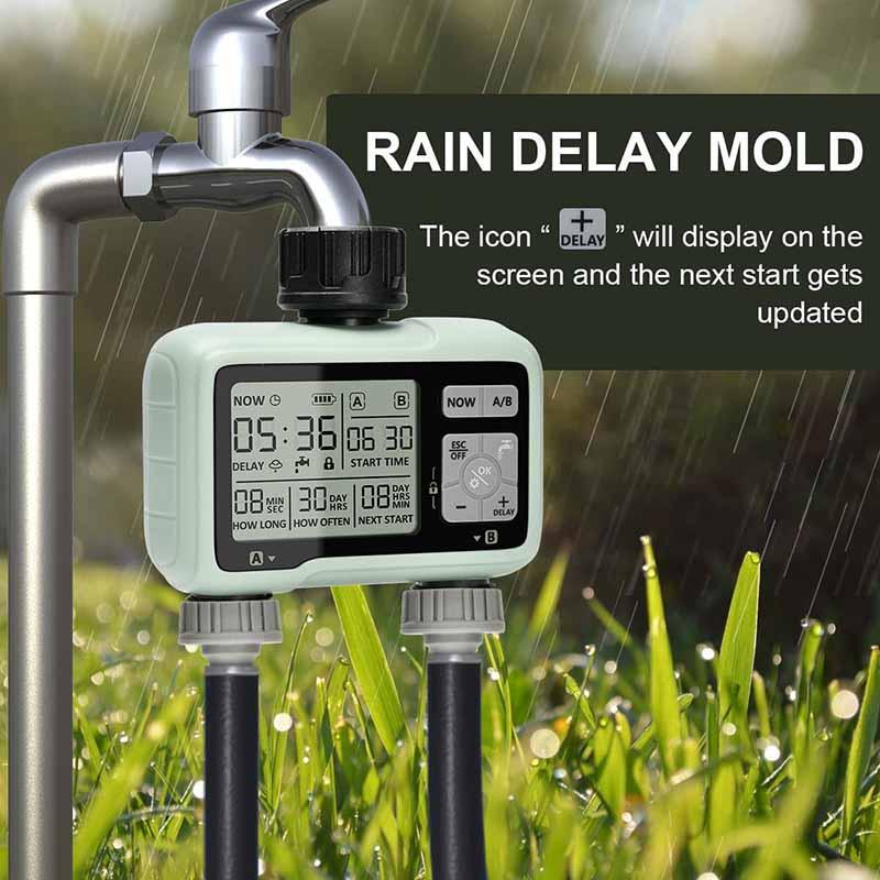 Large Screen Display Irrigation Controller Outdoor 2 Zone Programmable Garden Water Timer Automatic Irrigation System Controller