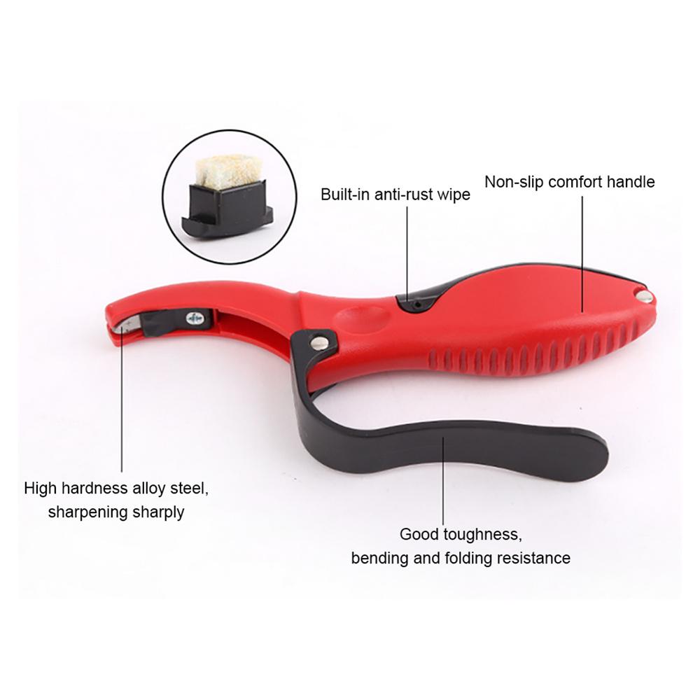 Multi-functional Handheld Sharpener Lightweight Portable High Hardness Alloy Steel Sharpens Garden Tools with Non-Slip Rubber Base & Ergonomic Design