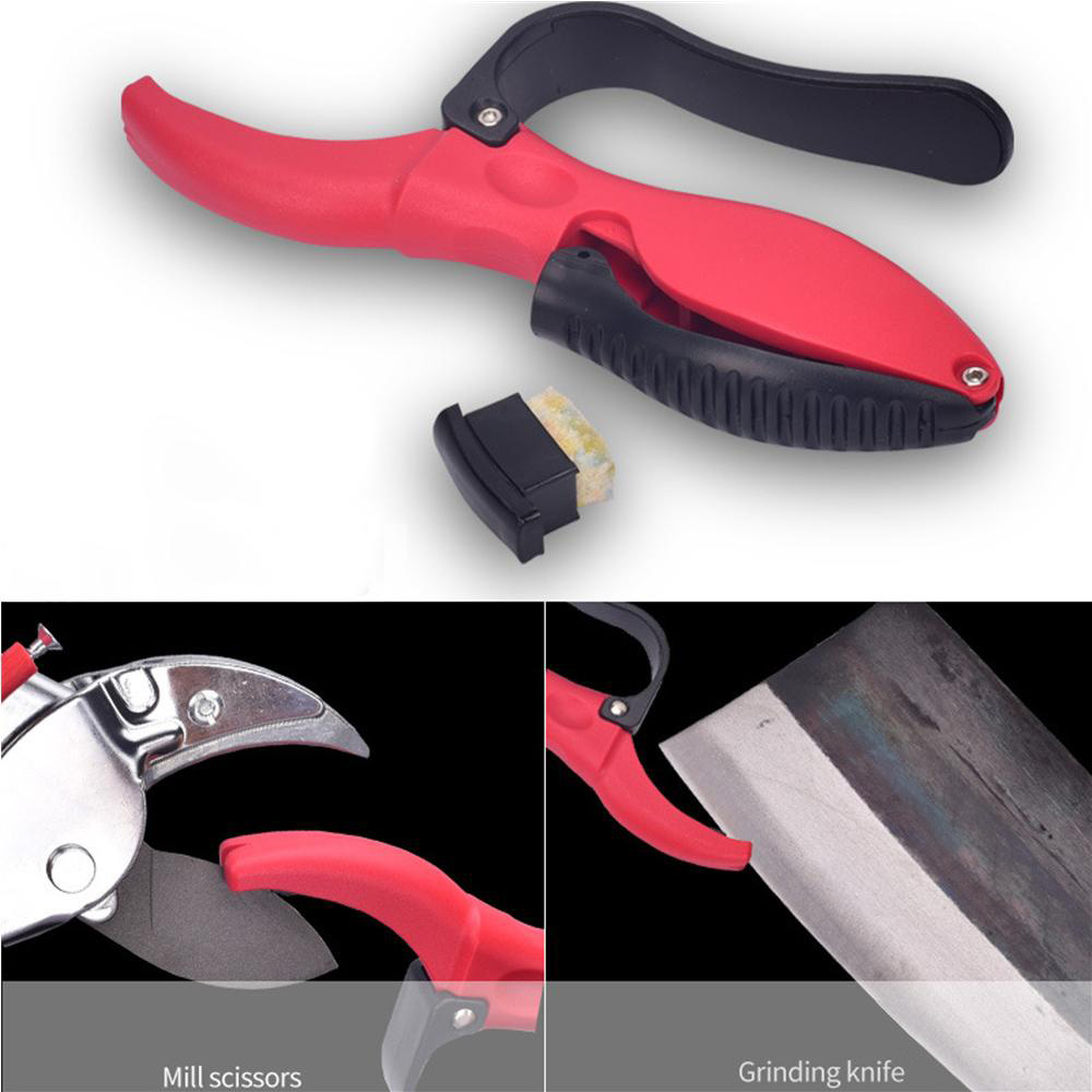 Multi-functional Handheld Sharpener Lightweight Portable High Hardness Alloy Steel Sharpens Garden Tools with Non-Slip Rubber Base & Ergonomic Design