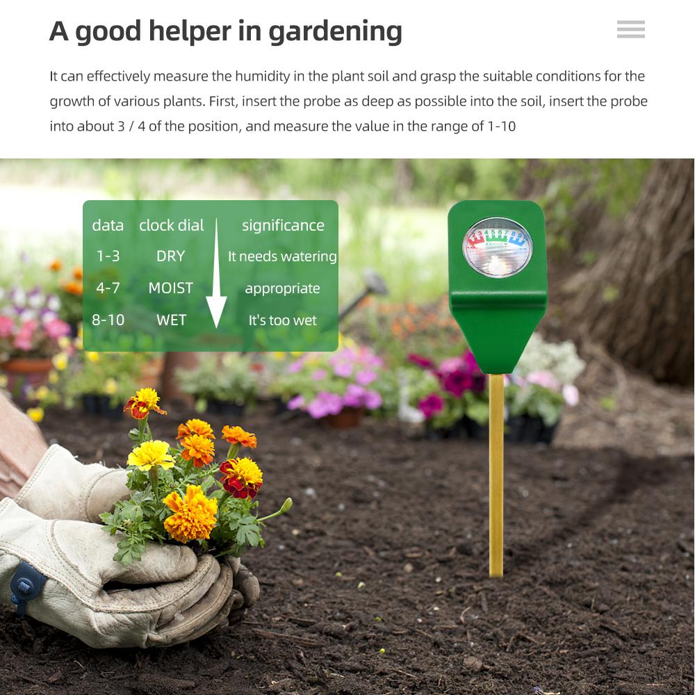 Soil Sensor Mini Hygrometer Moist Moisture Meter Test Water Hydrometer Humidity Detector With Metal Probe Garden Plant Flower Tools