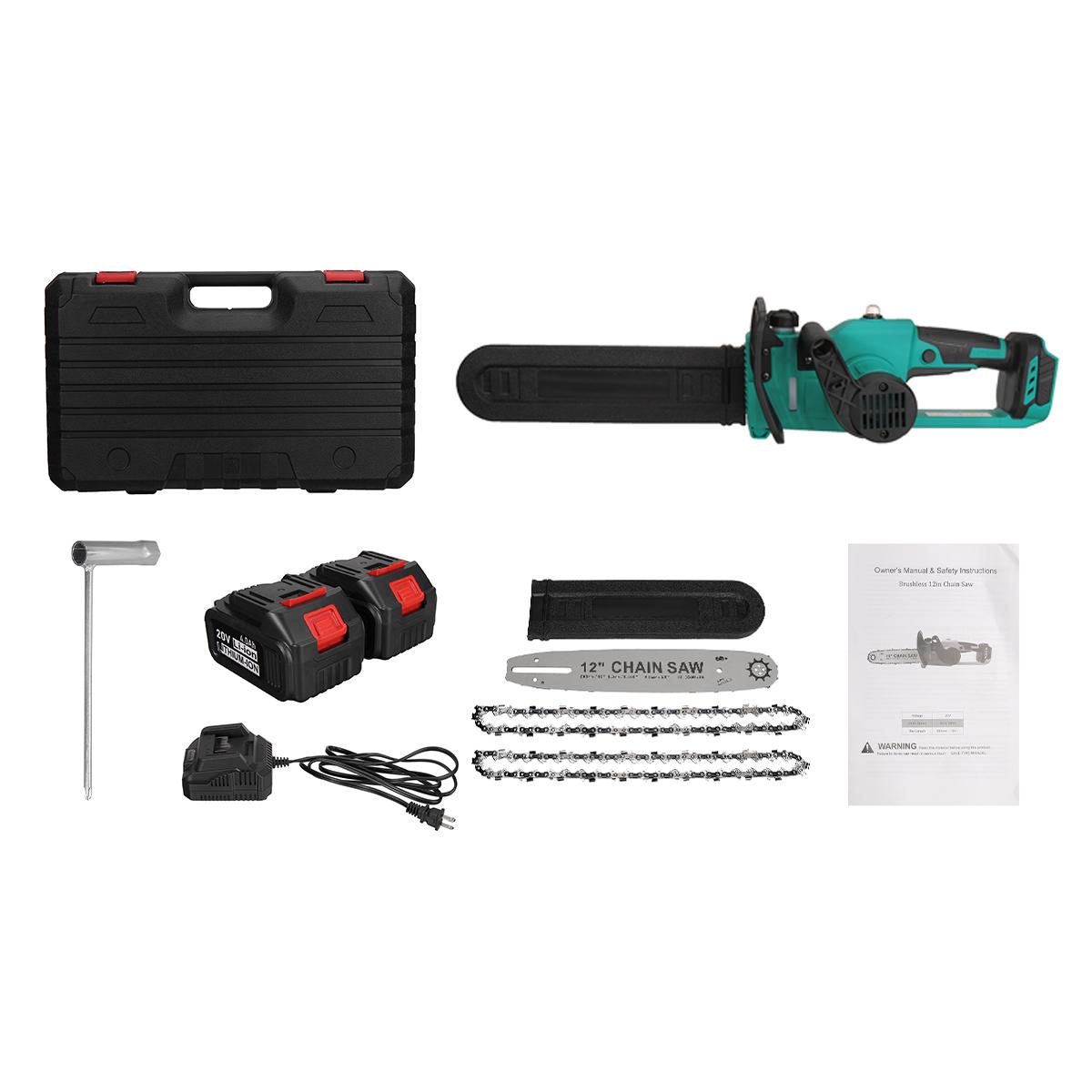 Socoje 12 inch Brushless Electric Chain Saw-US Standard 2.0A Seat Charge 2.0Ah10 Section Battery Core Chain Fast Adjustment Press Type