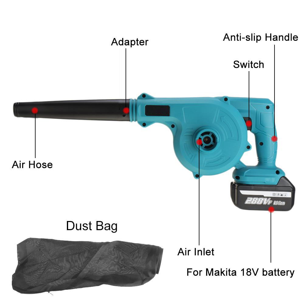Socoje 1500W 20000rpm 18V 2-in-1 Electric Air Blower Blow-suction Type Handheld Blowing Machine for Dust Cleaning