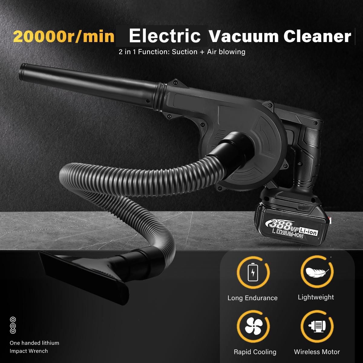 Socoje 1500W 21V 20000rpm 18.9x8.3inches Electric Air Blower